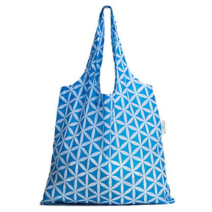 HOLYLUCK Reusable Grocery Bags,Heavy Duty Foldable Shopping Tote Bag (Standard, 3 Blue Geometric Flowers) - color: 3 Blue Geometric Flowers, style: Standard