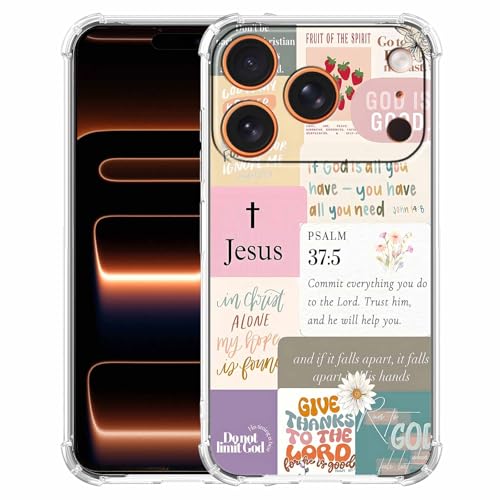 Christian Quotes Aesthetic Vintage Jesus Bible Verse Collage Pattern,Soft TPU Bumper Case for iPhone 17 Pro,#7 - color: Bible 7, size: iPhone 17 Pro