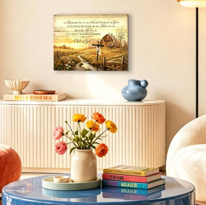 Christian Canvas Wall Art Rustic Cross Farmhouse Religious Decor