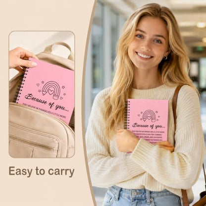 Because of You Pink Spiral Notebook, Teacher Appreciation Journal - color: Pink13