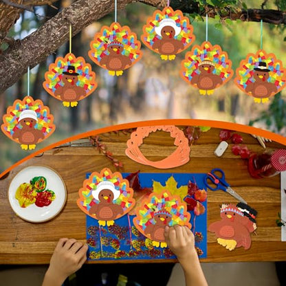Chiisong 24 Sets Thanksgiving Turkey Crafts DIY Turkey Tissue Paper Crafts - style: Thanksgiving Turkey