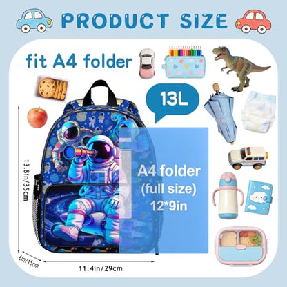 Blue Boys Backpack Kids Bookbag Astronaut Child School Bag Kindergarten Elementary Toddler Bag Gift Ideas Toddler Backpack for Boys Girls Bookbag for Kids Toddlers Casual Travel - color: Astronaut