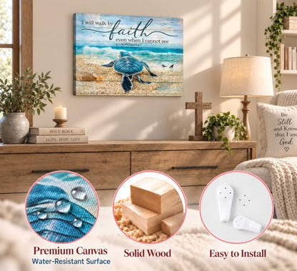 HSHFKLH Christian Bible Inspirational Canvas Wall Art 16x24in - color: Sea turtles-Canvas, size: 24"L x 16"W
