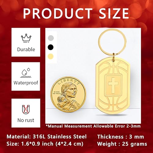 Football/Baseball/Soccer/Basketball Keychain for Men Sport Gifts for Men - color: Gold, style: Basketball-joshua 1:9