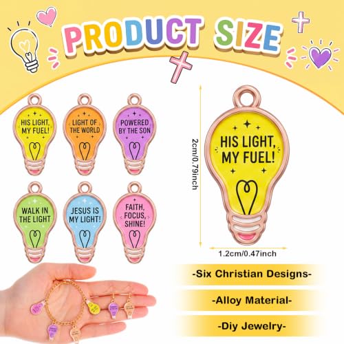 Sasylvia 48Pcs Christian VBS Light Bulb Charms for DIY Jewelry Church Craft - style: Pastal Light Bulb