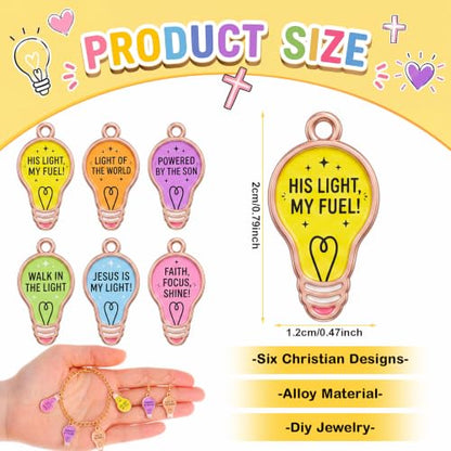 Sasylvia 48Pcs Christian VBS Light Bulb Charms for DIY Jewelry Church Craft - style: Pastal Light Bulb