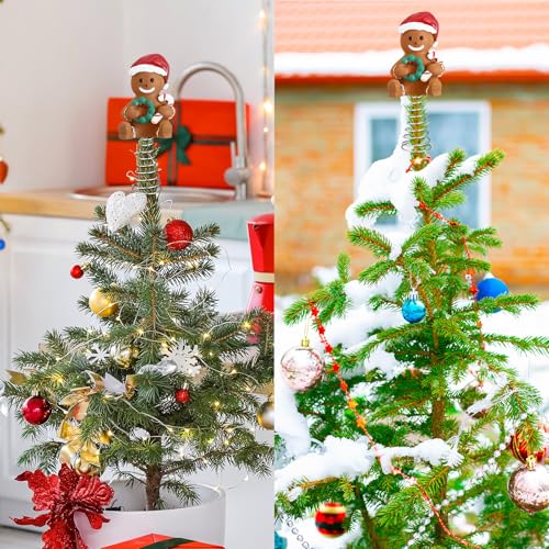 Namalu Mini Christmas Tree Topper Small Gingerbread Man Treetop for Christmas Tree 4 Inch Gingerbread Ornaments Decorative for Home Xmas Wine Bottle Wedding Bridal Shower Holiday Party Decorations - style: Gingerbread Man