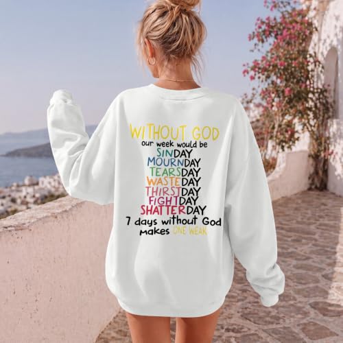 Christian Sweatshirts for Women God Jesus Sweatshirt Faith Bible Verse Crewneck Religious Inspirational Pullover Top - color: White, size: Small