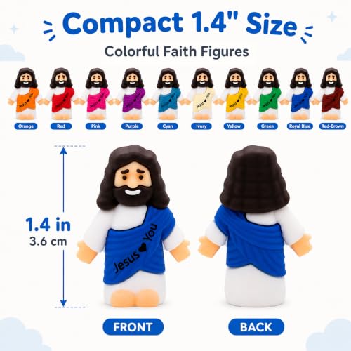 60 PCS Little Jesus Figures Mini Pocket Jesus Loves You Figurines for Easter Egg Stuffers Church Giveaways Baptism Religious Inspirational Gifts