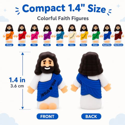 60 PCS Little Jesus Figures Mini Pocket Jesus Loves You Figurines for Easter Egg Stuffers Church Giveaways Baptism Religious Inspirational Gifts