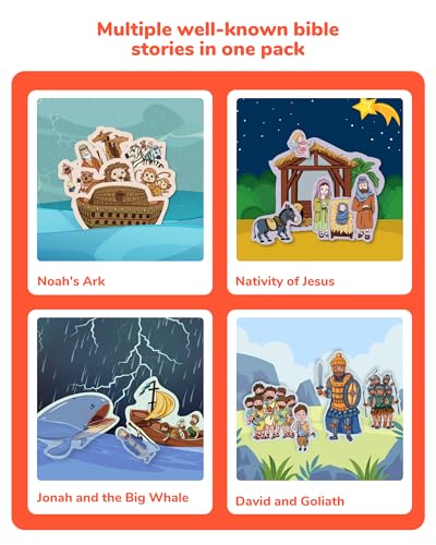 CHEFAN Noah's Ark Felt Board Bible Stories, 4 Story Sets for Kids - color: Noah's Ark & Other 3 Bible Stories Set