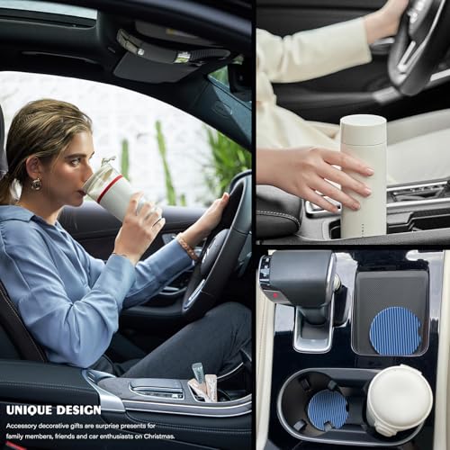 2 Pack Car Coasters for Cup Holders, Cute Car Accessories Interior (Blue Stripes) - color: Blue Stripes