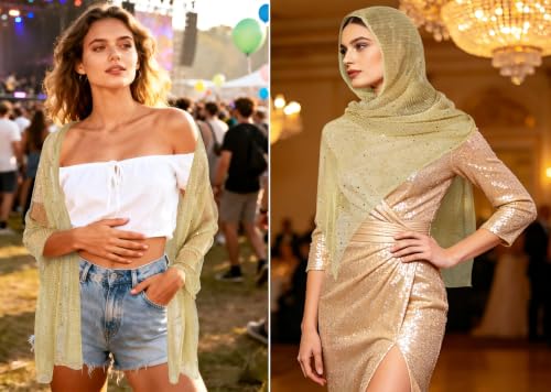 GERINLY Fashion Scarves for Women Lightweight Lace Printed Scarf Shawl Wrap - color: Gold