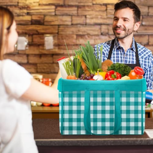 Reusable Grocery Shopping Bags 10 Pack Large Foldable Tote Bags Bulk - color: Plaid: Black,cyan,blue,claret,purple
