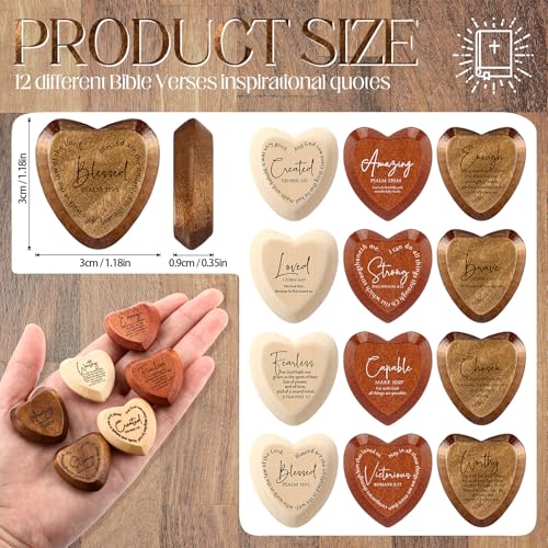 Geelin 72 Pcs Christian Gifts Bulk Wooden Hearts, Natural‌,Brown,Dark Brown - color: Natural‌,brown,dark Brown