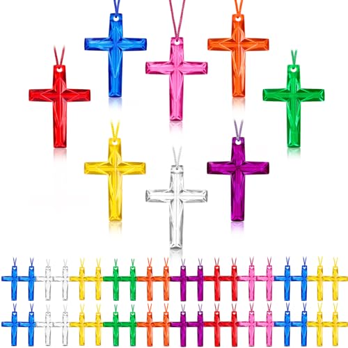 256 Pack Crystal Cross Necklaces Bulk for Church Events and Giveaways - color: Multicolor