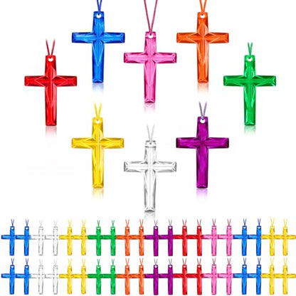 256 Pack Crystal Cross Necklaces Bulk for Church Events and Giveaways - color: Multicolor