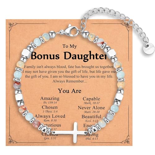 Christian Gifts for Women Girls, Religious Cross Bracelet - color: Bonus Daughter
