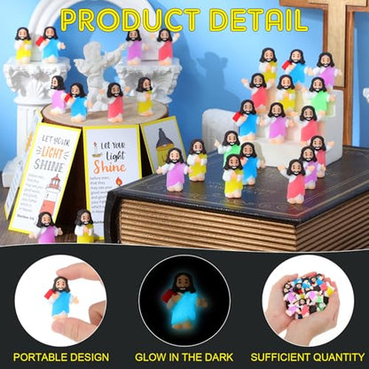 CroBlissful 100 Sets Mini Jesus Figurines Glow in Dark, Multiple Styles - style: Multiple Styles