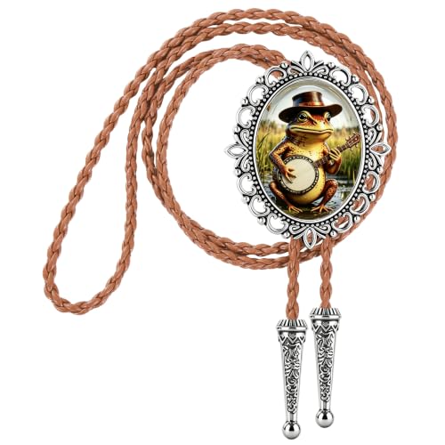GelConnie Gothic Bolo Tie for Men Women 3D Art Western Cowboy Necktie - color: Frog Silver Bolo Tie