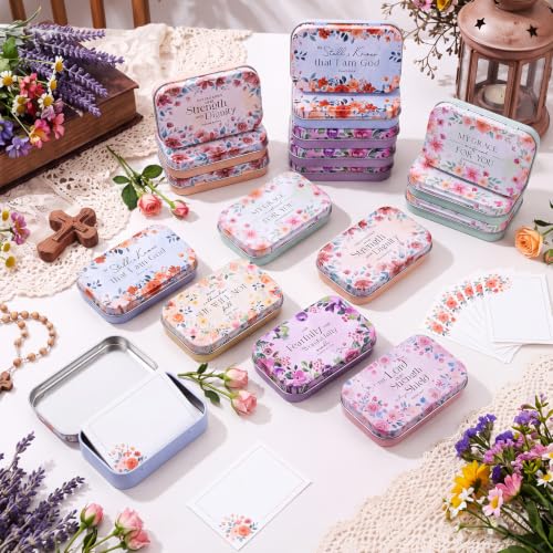 Rtteri 12 Pcs Prayer Boxes with Cards Christian Women Gifts, Bright Floral - style: Bright Floral