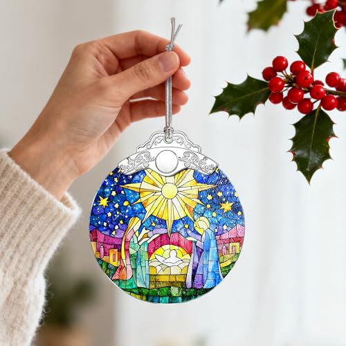 Christmas Ornament, Christmas Tree Decor, Christian Ornament, Nativity Scene, Religious Home Decor, Christian Gifts, Religious Gifts, Gift Exchange, Gift Idea - Pattern B - color: Nativity Pattern B