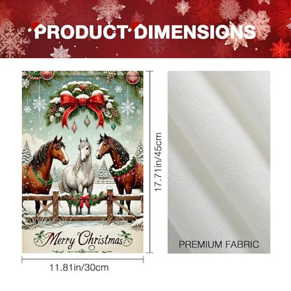 BlissYard Christmas Horse Garden Flag 12x18 Inch Polyester - color: Winter Horses