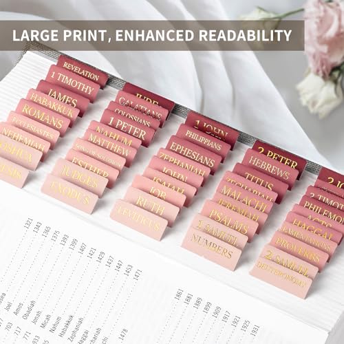 Taja Bible Tabs, 75 Large Print Index Tabs for Women & Men - color: C-blush