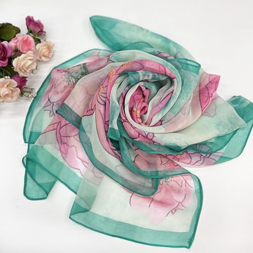 Pokeedioty Scarfs for Women Lightweight Fashion Scarves Elegant Floral Pattern Sheer Scarfs Sunscreen Shawls Wraps - color: P 084