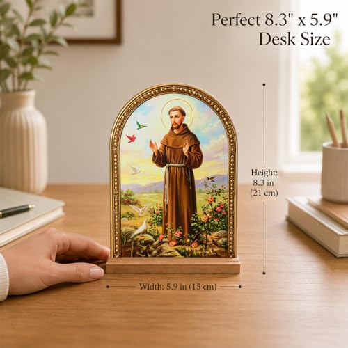 TALPGOD St. Francis Stand Catholic Ornament Statue – Saint Francis Statue Acrylic Tabletop Décor for Home Altar & Desk,Christian Gift for Women & Men,San Francisco de Asis - color: St Francis