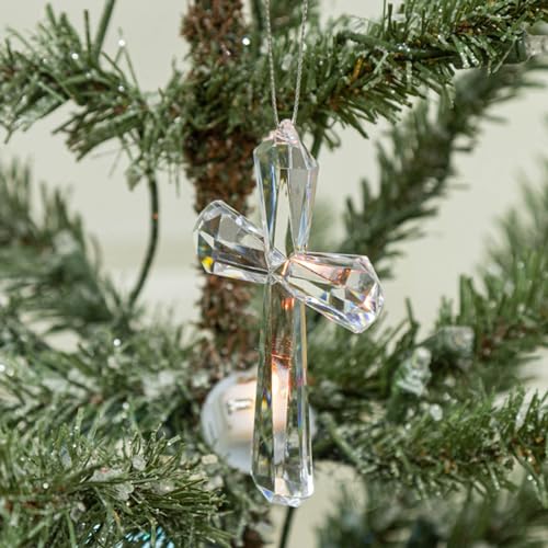 Transparent Acrylic Cross Decor Christmas Pendant Religious Ornament Festive Party Supplies for Wall Tree Decoration
