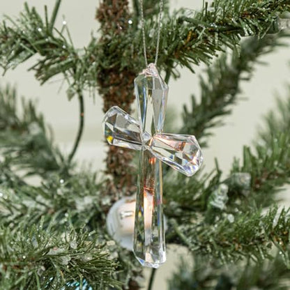 Transparent Acrylic Cross Decor Christmas Pendant Religious Ornament Festive Party Supplies for Wall Tree Decoration