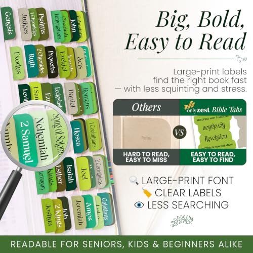 90 Christian Bible Tabs for Women and Men - Green Earth Version - color: Green Earth