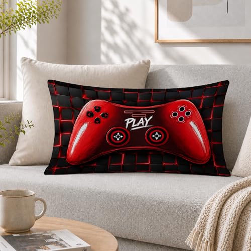 Red Game Controller Pillow Cover 12x20 for Gamers Gaming Lovers, Video Game Gifts Throw Pillow Cover for Boys Gaming Room Bedroom Man Cave Sofa Decor - color: Bible Pillow-d