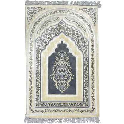 Modefa Foam Padded Prayer Rug | Thick Prayer Mat with Knee Cushion Memory Foam Prayer Mats | One Inch Thick Soft Velvet Islamic Praying Mat Luxury (Grey) - color: Grey