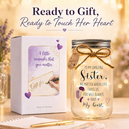 Solmay Sister Birthday Gifts, Birthday Gifts for Sister Adult Keepsake Jar - color: Sister