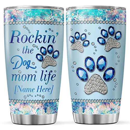 CUBICER Personalized Coffee Tumbler Dog Mom Life Customized Name Travel Mugs Oz Birthday Gifts For Women Stainless Steel Cups Insulated Tumblers Inspirational Sayings Mothers Day - color: Dog Mom Life