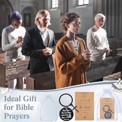 Siifert 24 Sets Christian Keychain Bible Verse Cross Keychain Bulk - color: Black