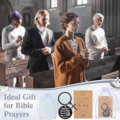 Siifert 24 Sets Christian Keychain Bible Verse Cross Keychain Bulk - color: Black