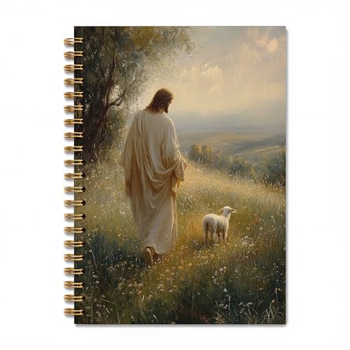 Jesus Leaves The 99 Sheep Christian Bible Religious Inspirational Spiral Notebook Journal,Christian Jesus Church Prayer Notebook Gift for Girls Women, 5.5 x 8.3 Inches - color: 19Child