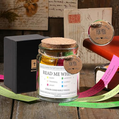 Bible Verse Jar,Inspirational Scripture Prayer Cards for Hope Emotions Christian Faith Based Gift,Christmas Christian Gifts for Women, Men, Birthday Gifts for Mom,Xmas Graduation Gift - style: A