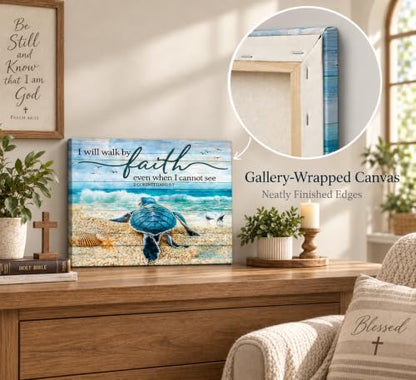HSHFKLH Christian Bible Inspirational Canvas Wall Art 12x16in - color: Sea turtles-Canvas, size: 16"L x 12"W