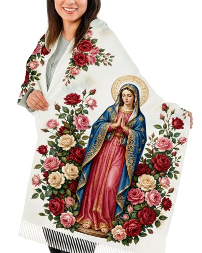 Virgen De Guadalupe Shawls for Women, Virgin Mary Blanket Scarf, Soft Scarf Wrap Prayer Shawl Catholic Gifts - color: Virgen De Guadalupe 2618