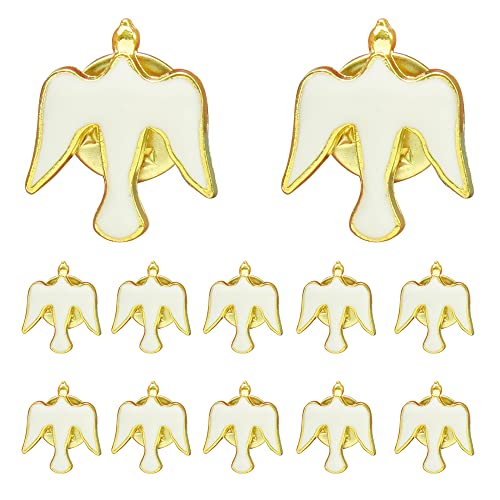 12 Pcs Holy Spirit Lapel Pin, Enamel Dove Confirmation Favors - color: White