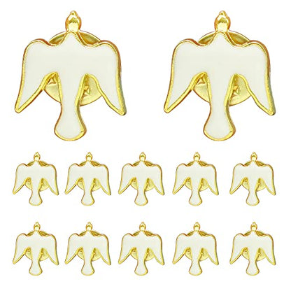 12 Pcs Holy Spirit Lapel Pin, Enamel Dove Confirmation Favors - color: White