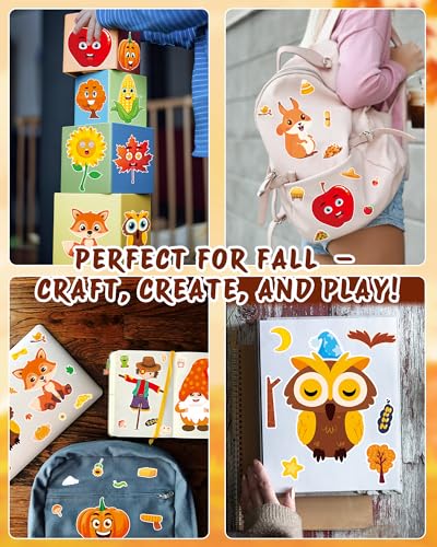 48 Fall Make-a-Face Sticker Sheets for Kids, Fall Crafts & Party Favors - style: Fall Harvest