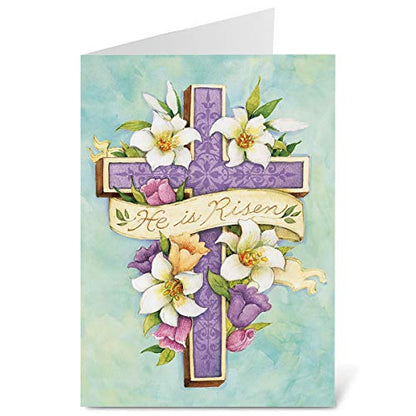 Current Easter Cross Religious Value Greeting Card Set - Value Pack of 8 Cards for Kids & Adults With White Envelopes, 1 Design Prints, Large 5" x 7" Greetings - color: Cross