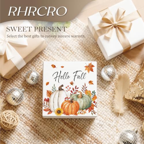 Farmhouse Fall Pumpkin Decor Wooden Box Sign - color: Fall-14