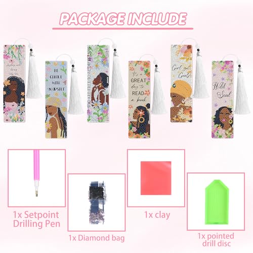 Black Girl Book Club Diamond Art Bookmarks, Diamond Painting Book Marks - style: Black Girl