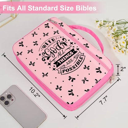 ICOSY Bible Cover, Church Bag for Women and Girls - color: Black Bowknot